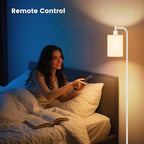 SIBRILLE Floor Lamp with Linen Shade, Dimmable Tall Standing Lamp with Remote Control & 3 Color Temperatures, Modern Floor Lamps for Living Room Bedroom Office Corner, 9W LED Bulb Included