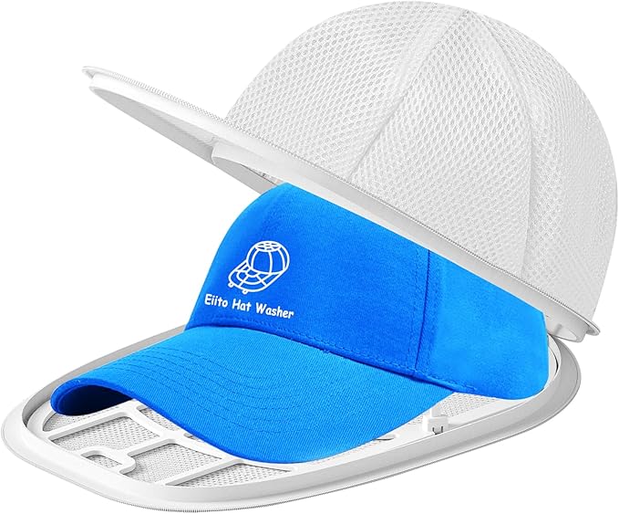 Eiito Hat Washer Cage, Hat Washer for Baseball Caps for Washing Machine or Dishwasher, Ball Cap Washers Frame for Flat and Curved Hats, Hats cage, Fit for Adult and Kid's, 1 Pack White