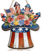 Wooden 4th of July Decorations Patriotic Wreaths for Front Door Independence Day Decorations Star Sign Welcome Memorial Day Hanging for Home Wall Decor Outdoor Indoor Red White and Blue Wreath 7
