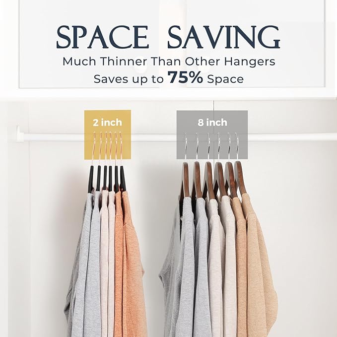 HOUSE DAY Velvet Hangers 30 Pack, Premium Non-Slip Felt Hangers, Sturdy Black Clothes Hanger Heavy Duty, Space Saving Durable Suit Coat Hanger, 360° Rotating Rose Gold Hook