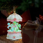 Carousel Music Boxes for Women: 3-Horse Luminous Rotating Musical Boxes Gifts - Color Change LED Lights Musical Gift for Birthday Christmas Pink Music Box