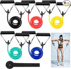 Leyndo 5 Pcs Exercise Resistance Bands with Handles Physical Resistance Tube Workout Bands with Door Anchor for Men Women Muscle Toning Strength Training