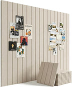 Aothia Felt Bulletin Board Tiles Large 48" x 36" Cork Board Alternative - 12-Pack with 70 Adhesive Tabs, Thick Slat Wall Panels for Office Decor, Push Pin Board Wall Organizer Alternative - Oatmeal