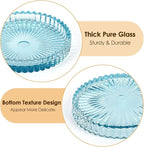 Modern Clear Coaster Set of 5- Glass Coasters for Drinks Crystal Coasters Round Cup Mat Coffee Table Decor for Office, Kitchen, Bar, Dining Room, Living Room, Patio(Clear Blue)