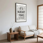 Framed Black And White Retro Newspaper Wall Art ItS Already Yours Universe Quote Poster Trendy Positive Inspirational Wall Decor for Bedroom Office Apartment Dorm Affirmation Canvas Print 24x36inch