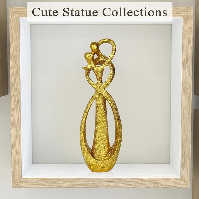 Trycooling Kissing Lovers Statue Abstract Sculpture Resin Statues for Home Decor Modern Home Office Desktop Shelf Bookshelf Decor (Gold, Small)