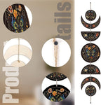 CREATCABIN 7Pcs Butterfly Flower Moon Ornaments Half Round Wood Pendant Moon Cycle Wall Hanging Wooden Moon Phase Home Boho Decor Supplies for Bedroom Farmhouse Gallery Apartment Bar 37.1x6.3in