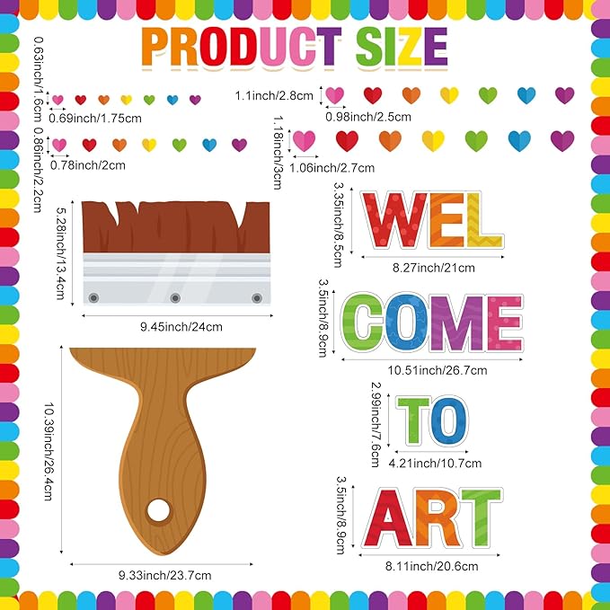 Epakh Welcome to Art Bulletin Board Set Welcome to Art DIY Classroom Decorations 3D Paper Cutouts for Back to School Preschool Elementary Summer Window Chalkboards Wall Door Decor