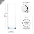 WGV Cylinder Vase, Width 7", Height 20", Clear Wide Large Diameter Flower Glassware, Floral Container, Planter Terrarium for Wedding Party Event, Home Accent Decor, 1 Piece