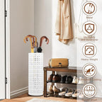 Umbrella Stand for Entryway, Metal Umbrella Holder, Freestanding Umbrella Stand Round Umbrella Holder Bin Waterproof Umbrella Storage Rack Indoor Walking Stick Holder for Home Entryway(15*42cm,White)