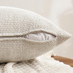 MIULEE Pack of 4 Couch Throw Pillow Covers 16x16 Inch Cream Soft Decorative Chenille Pillow Covers Farmhouse Accent Cushion Covers for Boho Spring Home Decor Sofa Bedroom Living Room