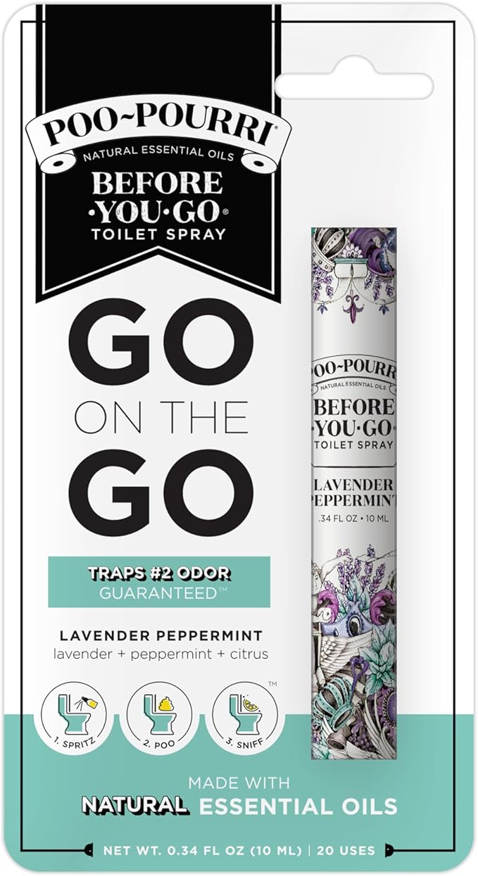 Poo-Pourri Before-You-Go Toilet Spray, Lavender Peppermint, Travel Size 10 mL - Lavender, Peppermint and Citrus (Pack of 2)