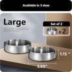 roygra Ash Tray (2 Pack), Outdoor Ashtray for Outside Patio, Stainless Steel Ashtrays for Cigarettes with 3 Holder, Smoking Accessories, Home Décor, Ashtrays for Smokers Indoor - Silver, Large
