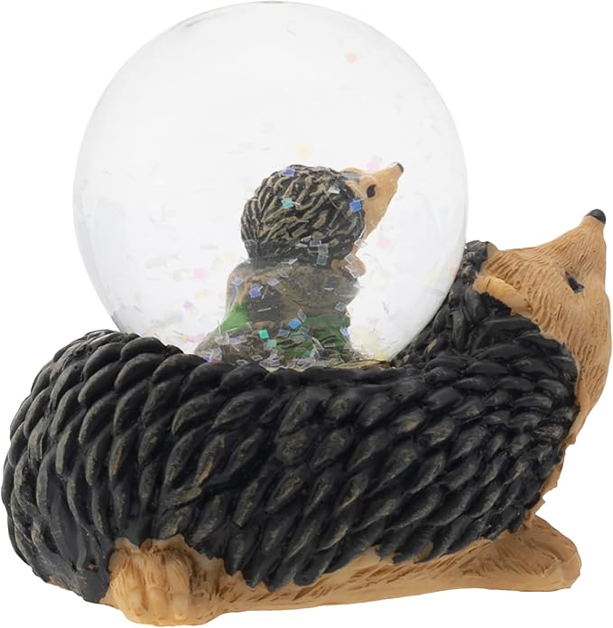 Elanze Designs Mommy and Baby Hedgehog Magical Whimsical Tabletop Dresser Nightstand Figurine Miniature 45MM Sturdy Polyresin Glitter Water Snow Globe Decoration