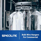 SPECILITE Wire Metal Clothes Hangers Bulk 250 Pack for Standard Size Suits, Coats, Shirts, Pants, Skirts, Space Saving, Non Slip,16 Inch 12 Gauge Ultra Thin, White