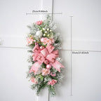 SM SunniMix Christmas Swag Teardrop Swag Artificial Wreath Door Swag Decorative Bow Ornament Lightweight PP Material Suitable for Gift Giving Home Decoration, Pink