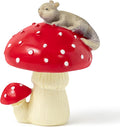 Squirrel Mushroom Resin Statue - Cute Squirrel Mushroom Statue for Desk Living Room Resin Figurine for Home Patio Office Decoration Cute Plant Statues for Tabletop Garden Backyard Decoration