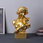 11.8" H Greek Mythology Bust Statue Decor,Artemis Statues Roman Goddess Figurines,Used for Sketch Practice Aesthetics Statues and Sculptures and Indoor Filling Space for Living Room, Bedroom (Gold)