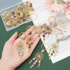 PH PandaHall 12pcs Dream Catcher Keychain Stone Key Chains Crystal Quartz Gemstone key Rings Feather Key Chain Dream Catcher Keyring Lucky Decor for Bag Home Hanging Ring Ornaments Car Pendant