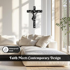 Black Metal Cross Wall Decor - Two Nails Crosses Design, Hollow Out Artistic Hanging Ornament for Home Church Decoration（12.6"x16.5"） (Crucifix Cross)