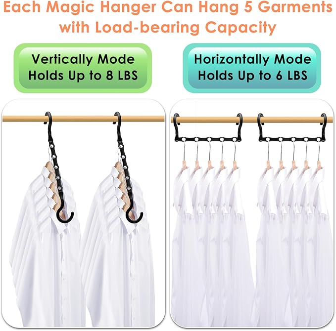 Closet Organizers and Storage, Magic Space Saving Hanger for 40 Heavy Clothes, Smart 360° Swivel Hook Cascading Hangers, Closet Organization Clothes Hangers, College Dorm Room Essentials for Girls