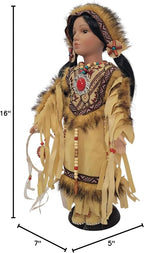 KINNEX COLLECTIONS SINCE 1997 16" Collectible Native American Indian Porcelain Doll (RAMITA) D16694