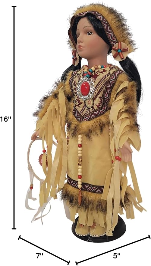 KINNEX COLLECTIONS SINCE 1997 16" Collectible Native American Indian Porcelain Doll (RAMITA) D16694