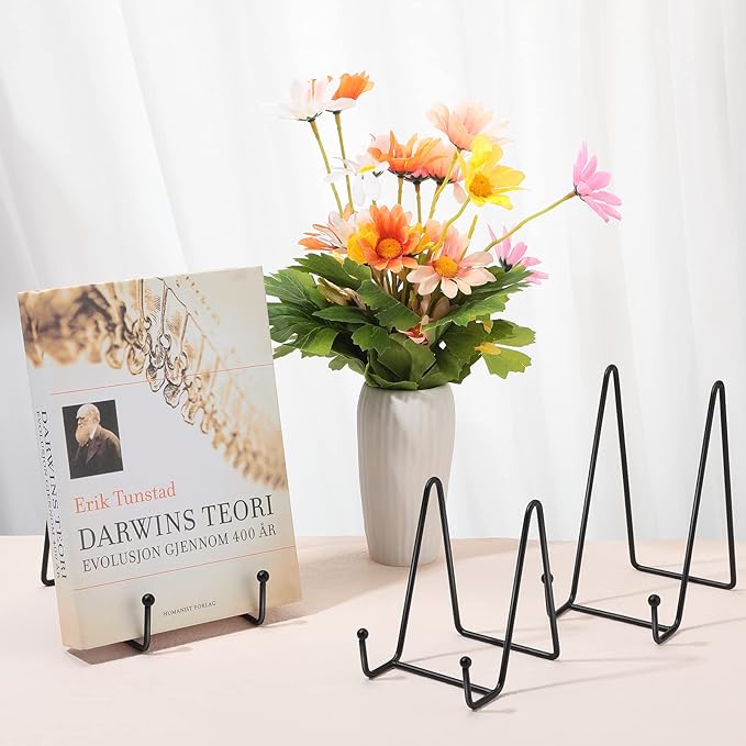Mixweer 12 Pcs Book Stands for Display Metal Picture Frame Stand Book Plate Picture Holder Easels Photo Holder for Decorative Display(4.3 Inch, 6 Inch, 8 Inch,Black)