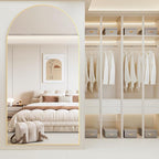 Arched Full Length Mirror Standing Mirror with Stand 78” x 38“ Large Wall Mirrors Gold Hanging Standing or Leaning Against the Wall for Bedroom Entryway