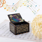 AUEAR, You are My Sunshine Wooden Music Box Hand Crank Laser Engraved Vintage Musical Small Unique Gift for Birthday Wedding Christmas Valentines Day (Style C)