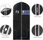 Syeeiex 60'' Dress Bags for Gowns, Set of 8 Garment Bags for Hanging Clothes, Dress Garment Bag, Dustproof and Keep Closet Tidy,Perfect for Suits,Evening Dresses,Fur Coat,Long Dress Gown(Black&Grey)