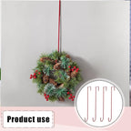Hotop 15 Inch 4 Pcs Wreath Hangers for Front Door Steel Metal Wreath Doors Hanger Over The Door Hanger Hook Indoor or Outdoor for Christmas Halloween Front Decorations Welcome Sign(Red)