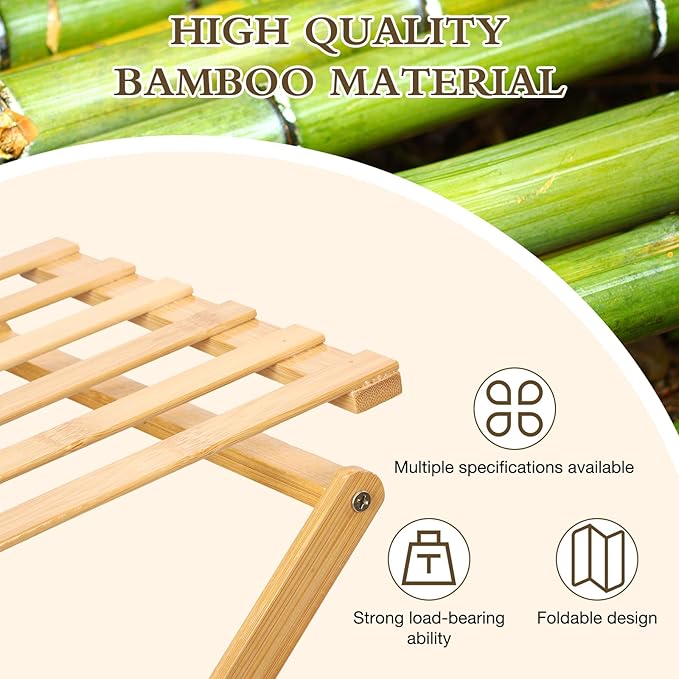 Bamboo Shoe Rack 5 Tier Foldable Shoe Rack Vertical Bamboo Shoe Organizer Free Standing Shelf for Entryway, Closet, Bedroom, Wood Color