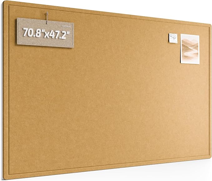 Fluxynara Large Bulletin Board, 70.8" x 47.2" Cork Board Alternative with 48 Safe Removable Adhesive Tabs, Foldable Felt Pin Board for Home Office, Classroom, Bedroom,Entryway for Walls—Mustard Yellow