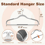 HOUSE DAY Heavy Duty Plastic Hangers 30 Pack, Non Slip Clothes Hangers with Rubber Pads and 360° Hook - Thin 0.2 Inch, Space Saving Coat Hanger Grey, Closet Organizer for Shirt, Pants, Suit, Skirt