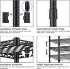 Ulif E3 Heavy Duty Garment Rack, 4 Tiers Freestanding Closet Organizer System with 5 Shelves, Metal Closet Organizer and Storage System for Clothes, Max Load 850lbs, 58.4"W x 15.7"D x 77.3"H, Black