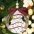 Christmas Wreath Ornaments for Trees Decorations, Wooden Bell Hanging Charms Xmas Tree Decorative DIY Craft Hanging Ornaments for Christmas Decorations