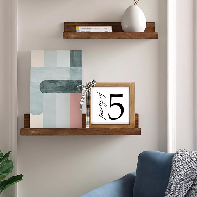 6 Inch Party of 5 Sign, Wooden Frame Family of 5 Decor, Rustic Gift for Family Indoor Table Tiered Tray Shelf Desk Farmhouse Home Decorations