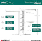 ClosetMaid SuiteSymphony Wood Closet Organizer Kit with Tower, 3 Hang Rods, Top Shelves, Adjustable, Fits Spaces 5 - 9 ft. Wide, Pure White