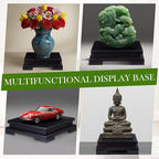 Chunful 1 Pcs Square and Rectangle Wooden Display Stand Wood Vase Display Base Pedestal Stand Vase Lamp Riser for Vases Lamp Teapot Trophy Collectibles Home Decor (Black,6.7 x 6.7 x 2 Inch)