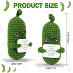 DAFURIET Mini Funny Pickle, 3 inch Knitted Wool Doll with Card for Cheer Up Galentines Valentine’s Gifts and Party Decorations, Cute Emotional Crochet Pickle for Birthday Easter