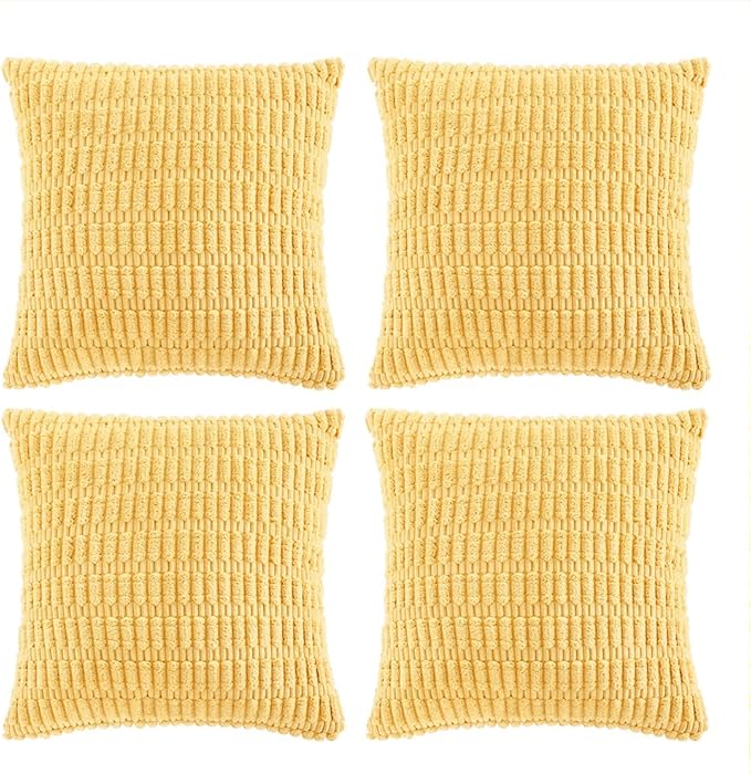 Fancy Homi 4 Packs Decorative Throw Pillow Covers for Living Room Couch Bed, Modern Farmhouse Boho Home Décor Accent Cushion Case, 26" x 26", Yellow