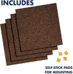 Quartet Cork Tiles, Bulletin Board Cork Panels 12" x 12" x 3/8", Dark Brown, 4 Pack (101)