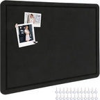 Thboxes Bulletin Board, 36" x 24" Foldable Cork Board Felt Pin Boards with 35 Pushpins Self-Adhesive Photo Decorative Felt Boards for Walls, Office, School, Classroom, Home, Bedroom - Black