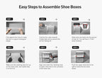 Kuject X-Large Shoe Storage Boxes Organizers Clear Plastic Stackable 12 Pack, Shoe Rack & Holder Substitute, Sneaker Containers, Toy Storage Organizer Bins for Entryway, Closet, Under Bed, Blue