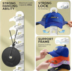 2 Pack Hat Organizer for Baseball Caps, Hat Rack for Wall Hold Up to 20 Hats, Hat Holder with Strong Adhesive and Screws, Hat Organizer Wall Mounted Hat Hanger Display for Door Closet Bedroom(B-White)