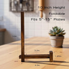 Geelin 3 Pack Plate Stands for Display 10 Inch Wooden Folding Plate Holders Rustic Solid Wood Easel Holders for Decorative Picture Frames Art Tabletop Shelf Decorations