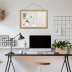 AKTOP Cork Board Bulletin Board with Linen 16.7" X 11", Small Framed Corkboard for Wall, Hanging Pin Board Picture Board for Home Office Decor, Cute Vision Board with 8 Pushpins (Carbonized Black)
