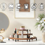 3-Tier Wooden Display Risers, Rustic Cupcake Stand, Perfume Organizer, Dessert Table Display Set for Party & Home Decor (2 Pack Brown)
