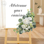 Odouzy Artificial Wedding Arch Flowers for Wedding Sign,Set of 2 for Wedding Welcome Ceremony Sign,Faux Floral Swags,Wedding, Banquet and Reception Backdrop Floral Decoration (White)